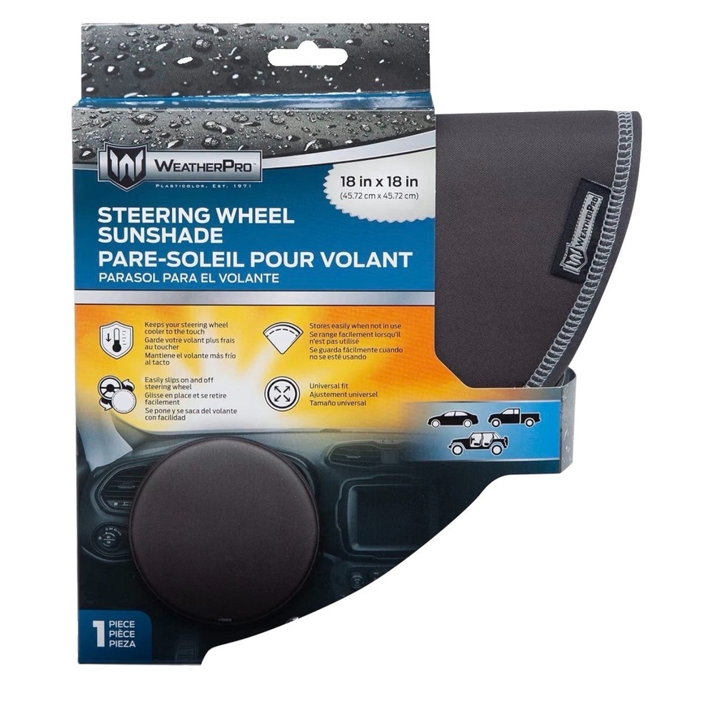 WeatherPro Steering Wheel Sunshade Cover 18" x 18" Universal Fit One Size New